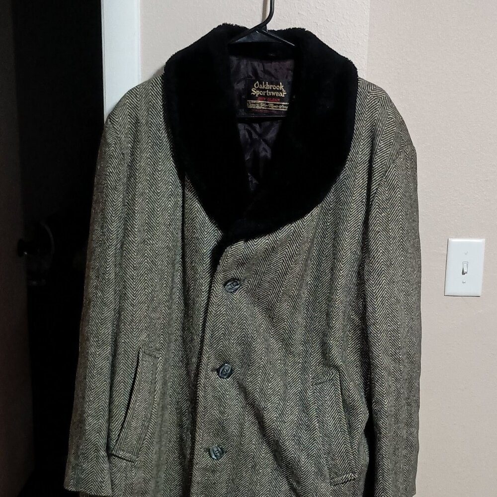 Vintage Oakbrook Sportswear Mens Winter Jacket Size 42R Faux Fur Collar Excellen